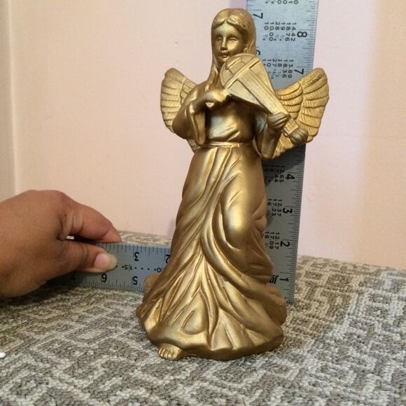NIB NWT Golden Ceramic Christmas Angel w/Violin - Picture 7 of 8